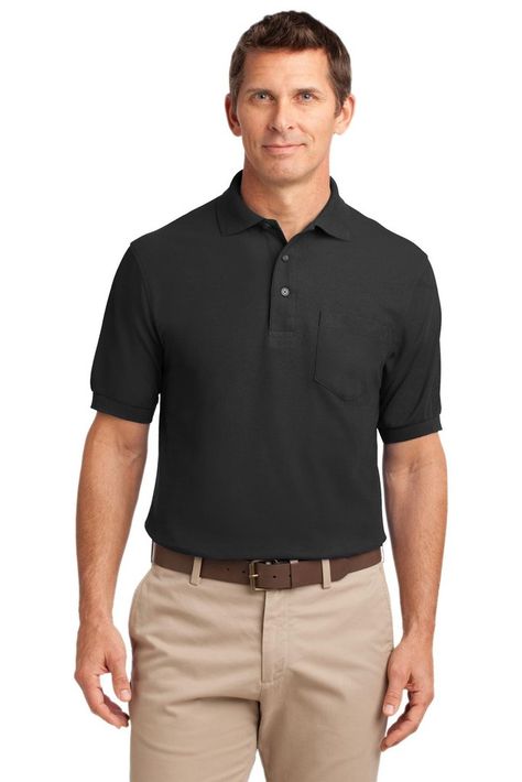 Silk Touch, Port Authority, Pocket Shirt, Big And Tall, Collar And Cuff, Mens Polo Shirts, Metal Buttons, Polo Shirts, Look Chic