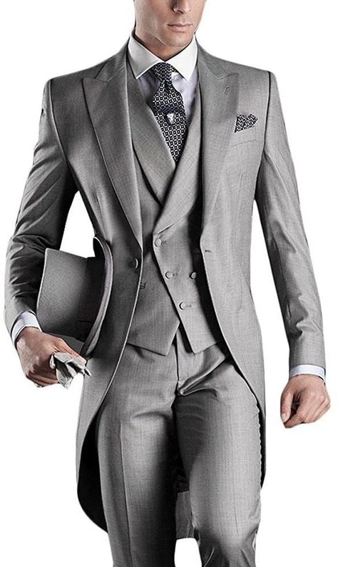 Tuxedo Wedding Groomsmen, Light Gray Wedding, Groomsmen Dress, Tuxedo With Tails, Terno Slim, Grey Suit Wedding, Prom Tuxedo, Double Breasted Vest, Suits Men Business