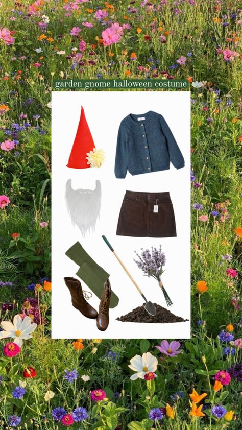 cute garden gnome idea halloween costume mood board Garden Gnome Halloween Costume, Garden Gnome Costume, Garden Gnomes Costume, Gnome Costume, Gnome Halloween, Cute Garden, Garden Gnome, Gnome Garden, Halloween Dress