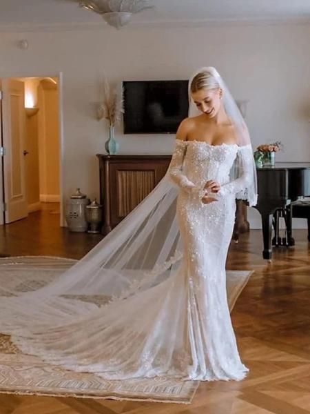 Off Shoulder Long Sleeves Mermaid Sweetheart Lace Wedding Dresses,WD73 – SposaDresses Backless Gowns, Lace Sweetheart Wedding Dress, Backless Bridal Gowns, Princess Silhouette, Mermaid Sweetheart, Wedding Dress Fabrics, Lace Decor, Lace Wedding Dresses, Dress Inspo