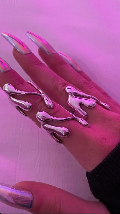 Melting Jewelry, Futuristic Bracelet, Futuristic Ring, Liquid Metal Jewelry, Vitaly Jewelry, Y2k Jewellery, Rings Y2k, Future Jewelry, Futuristic Jewelry