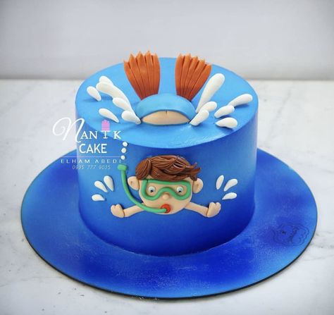 Swimming Themed Birthday Party, Swimming Cake, Fishing Themed Birthday Party, Beach Cakes, Fiesta Tropical, Baking Fun, Cake Stuff, Beach Themed Party, Cool Birthday Cakes