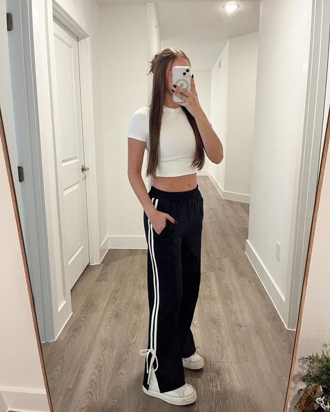 This outfit combo is everything! Pair our Bow Detail Track Pant with the Buttery Soft Baby Tee for an elevated and comfy look! #trackpants #fashiontrends #trendingnow #pinterestfashion Girly Outfit, Track Pant, Pinterest Fashion, Soft Baby, Basic Outfits, Girly Outfits, Baby Soft, Trending Now, Baby Tee