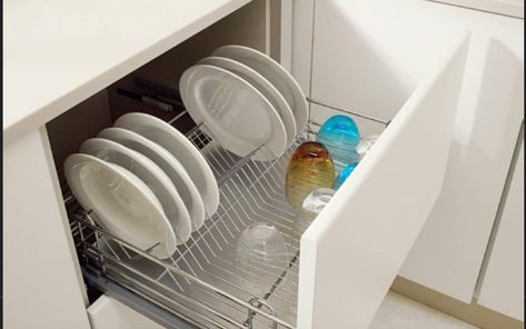 Dish Rack Cabinet, Model Dapur, Drying Rack Kitchen, Kabinet Dapur, Kitchen Cupboard Designs, Dish Storage, Kitchen Plate, Diy Kitchen Storage, Dish Rack