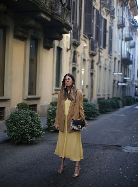 Yellow Dress & Blazer Yellow Dress With Blazer, Yellow Dress With Jacket, Midi Dress Blazer Outfit, Yellow And Beige Outfit, Elegant Yellow Winter Blazer, Elegant Yellow Spring Blazer, Aesthetic Pikachu, Blazer With Dress Outfit, Yellow Blazer Street Style