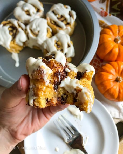 PUMPKIN PROTEIN CINNAMON ROLLS - Nutritionist Mom Pumpkin Protein Cinnamon Rolls, Recipes With Pumpkin Protein Powder, High Protein Desserts Pumpkin, Macro Friendly Cinnamon Rolls, Protein Monkey Bread, Protein Halloween Treats, Protein Cinnamon Rolls Healthy, Protein Pumpkin Recipes, Macro Friendly Breakfast