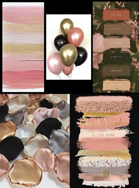 Black And Rose Gold Birthday Party, Pink Black And Rose Gold Party, Pink Rose Gold And White Decorations, Rose Gold White And Gold Party Decor, Black Gold Rose Gold Party, Black Gold And Rose Gold Party Decor, Blush And Black Party Decor, Rose Gold Black And Gold Party, Pink And Rose Gold Party