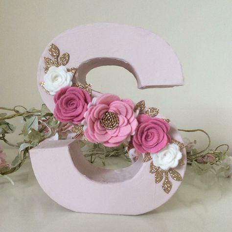 Letter decor Paper Mache Letters Decorating, Letter Decoration Ideas, Paper Mache Letters, Glitter Leaves, Letter Decor, Letter Decoration, Diy Letters, Flower Letters, Letter A Crafts