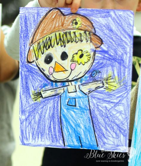 Scarecrow Directed Drawing - First Grade Blue Skies Pumpkin Halloween Drawing, Directive Drawing, Crockpot Applesauce Recipe, Drawing Kindergarten, Directed Drawing Kindergarten, Kindergarden Art, Scarecrow Drawing, First Grade Crafts, 1st Grade Crafts