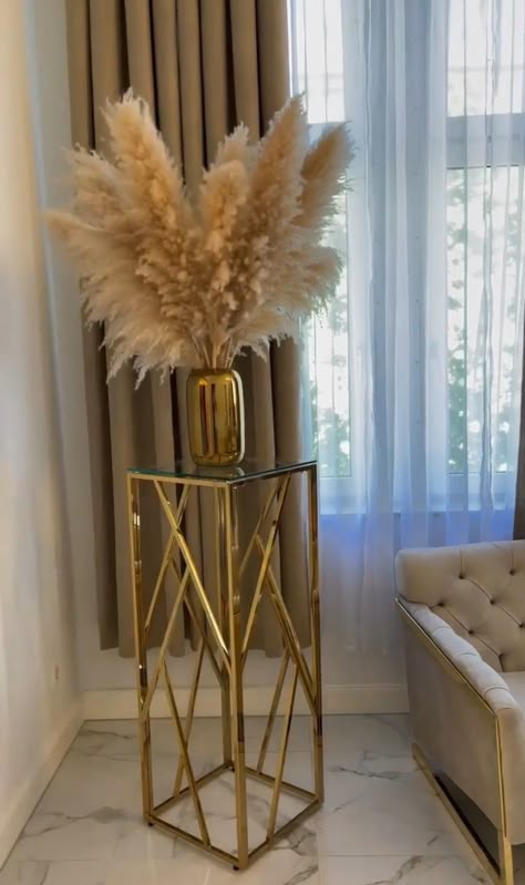 Pampas Grass Fireplace Mantle Decor, Salon Waiting Area Ideas Small Spaces, Tan Living Room Decor, Fireplace Decoration Ideas, Fireplace Christmas Decor, Aesthetic Curtains, Tiles Fireplace, Nature Inspired Home Decor, Stylish Room Decor