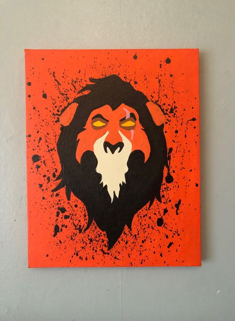 Scar the lion king Villian Painting Easy, Supw Project, Scar Lion King Drawing Easy, Lion King Painting Easy, Lion King Canvas Painting, Lion King Painting, Scar The Lion King, The Lion King Painting, Simba And Nala Painting