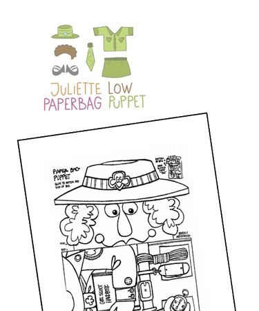 Juliette Low Paperbag Puppet - (FREE PRINTABLE ACTIVITY) Juliette Gordon Low Activities, Girl Scout Daisy Petals, Juliette Gordon Low, Girl Scouts Brownies, Scout Crafts, Girl Scout Daisy, Daisy Scouts, Daisy Petals, Free Printable Activities