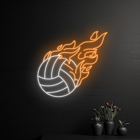 Fire Volleyball Neon Sign, Burning Volleyball Ball Neon Light, Volleyball Player LED Sign, Flaming Ball LED Light,Sport Club Room Wall Decor Let us light up your life with quality LED neon signs for home, business, weddings, events, & more. Take a business logo, song lyrics, a kid's name, or even the shape of your dog, & neon-ify it! We are helping make art accessible with easy-to-design, stylish neon lights. Get creative and design your own neon sign. Your name, motto you live by, your business Volleyball Led Light, Volleyball Themed Room, Volleyball Room Decor, Neon Volleyball, Volleyball Locker Signs, Volleyball Decorations, Volleyball Room, Volleyball Locker, Locker Signs