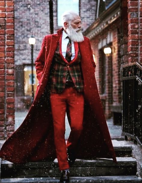 Fashion Santa, Big Nick Energy, Santa Claus Suit, Santa Claus Outfit, Santa Claus Images, Boston Fashion, Santa Claus Costume, Christmas Suit, Santa Costume