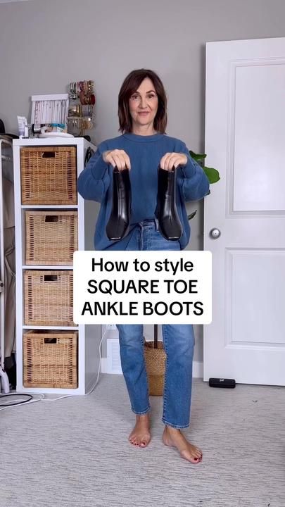 cbstyled on TikTok Square Ankle Boots Outfit, Square Boots Outfit, Square Toe Boots Outfit, Square Boots, Chunky Heeled Boots, How To Wear Ankle Boots, Square Toe Ankle Boots, Boots Outfit Ankle, Chunky Heel Ankle Boots