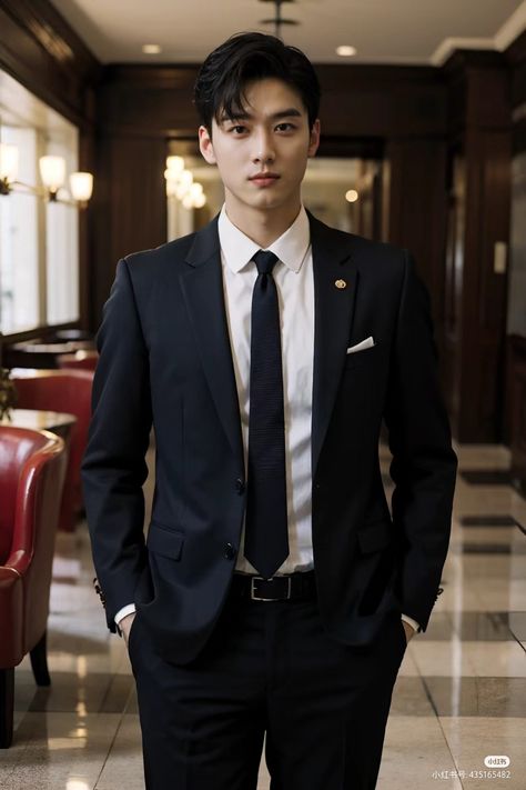 Korean Groom Suit, Korean Business Man, Korean Men In Suits, Man Suit Photo, Groom Suit Black, Dapper Outfit, Asian Men Hairstyle, Suits Men Business, Classy Outfits Men