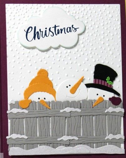 Snow Man Christmas Cards, Snowmen Cards Handmade, Snowman Christmas Cards Handmade, Cottage Cutz Cards, Winter Birthday Cards Handmade, Christmas Card Ideas Handmade, Xmas Card Craft, Winter Cards Handmade, Snowmen Cards