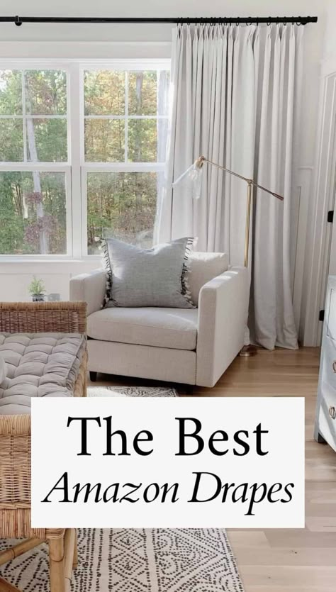 Best Curtains For Living Room Amazon, Pottery Barn Window Shades, Windows With Curtains Only, Sheers And Drapes Together, Big Bedroom Window Ideas, Traditional Drapes Living Room, Curtains For Large Bedroom Window, Curtains For 3 Windows Close Together, Curtains Living Room Lots Of Windows