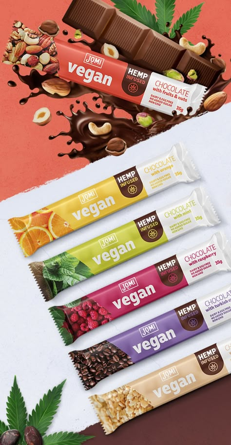 Jomi Super Snacks on Packaging of the World - Creative Package Design Gallery Vegan Bars, Packaging Snack, Chocolate Packaging Design, Super Snacks, Packaging Template Design, Fruit Packaging, Packaging Template, Food Graphic Design, Box Packaging Design