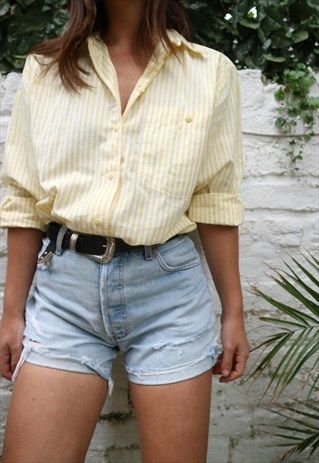 Yellow And White Striped Shirt Outfit, Yellow Button Up, Light Yellow Shirt, Light Yellow Shirt Outfit, Yellow Linen Shirt Outfit, Yellow Button Up Shirt Outfit, Pale Yellow Outfit, Yellow Striped Shirt Outfit, White Striped Shirt Outfit