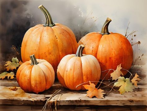 Photo beautiful illustration of vibrant ... | Premium Photo #Freepik #photo Pumpkins Photography, Orange Photos, Orange Pictures, Pumpkin Photography, Pumpkin Photos, Beautiful Illustration, Photo Beautiful, 수채화 그림, Autumn Painting