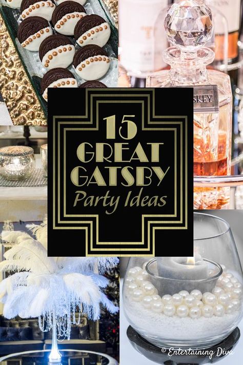 Glam Theme Party Decor, Gatsby Party Decor, Glam Birthday Party Ideas, Sylvester Party, Nye Ideas, Gatsby Birthday Party, Gatsby Party Decorations, Great Gatsby Themed Party, Party Cat