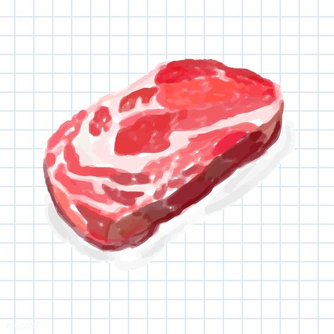 Hand drawn meat product watercolor style | free image by rawpixel.com How To Draw Meat Digital, Meat Drawing Reference, Raw Meat Drawing, Meat Illustrations, Meat Texture, Meat Illustration, Meat Drawing, Food Frame, Marbled Meat