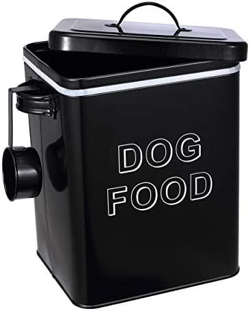 Pet Supplies : Pethiy airtight Dog Treat Container bin and Dog Food Storage Tin with Lid with Handle |4-5 lbs Capacity | Serving Scoop Included -White : Amazon.com Dog Treat Container, Dog Food Storage Containers, Pet Food Storage Container, Pet Food Container, Food Canisters, Tin Kitchen, Pet Food Storage, Wooden Storage Cabinet, Vintage Canisters