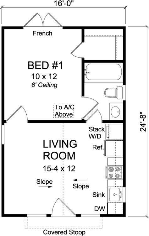 Main Floor Plan Granny Pods, Simple Floor Plans, Cabin Floor, A Small House, Cabin Floor Plans, Small House Floor Plans, Tiny House Floor Plans, Tiny Cottage, Cottage Plan