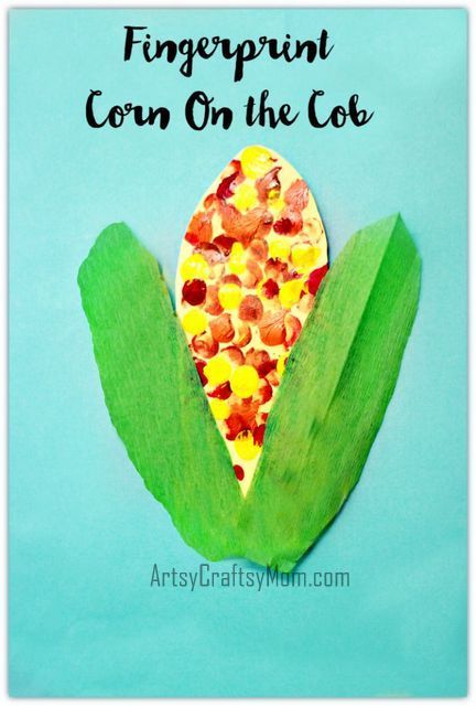 This Fingerprint Corn on the Cob Art is the perfect fall or farm craft. Kids will enjoy dipping their fingers in colored paint and printing + a lot more thumbprint / fingerprint / handprint crafts via ArtsyCraftsyMom.com  in the same post. Footprint Ghosts, Autumn Art Ideas For Kids, Kwanzaa Crafts, Leaves Craft, Vegetable Crafts, Kids Holidays, September Crafts, Fingerprint Crafts, Farm Craft