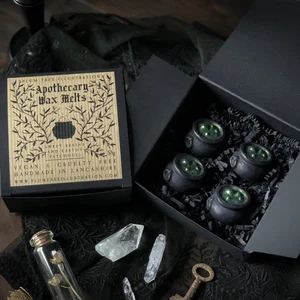 Apothecary Cauldron Wax Melts Gothic Wax Melts Ghost - Etsy Witches Apothecary, Wax Burner, Candle Wax Melts, Black Gift Boxes, Fragrance Wax, Care Card, Soy Wax Melts, Black Gift, Bottle Art