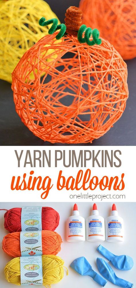 Yarn Pumpkins, Veselý Halloween, Fun Fall Crafts, October Crafts, Fall Arts And Crafts, Homeschool Crafts, Halloween Arts And Crafts, Easy Fall Crafts, Yarn Craft