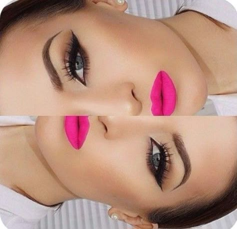 Makeup Bibir, Ilia Lipstick, Rosa Make-up, Makeup Cantik, Pink Lips Makeup, Maquillage On Fleek, Lips Black, Hot Pink Lips, Makijaż Smokey Eye