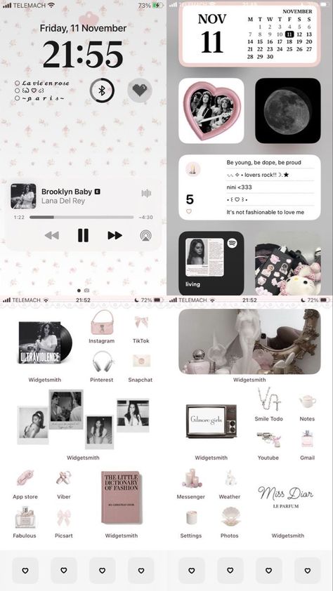 Dior Homescreen, Aesthetic Lockscreen Layout, Coquette Ios Homescreen, Iphone Home Screen Ideas, Lockscreen Layout, Ios 16 Aesthetic, 16 Aesthetic, Phone Setup, Iphone Layouts