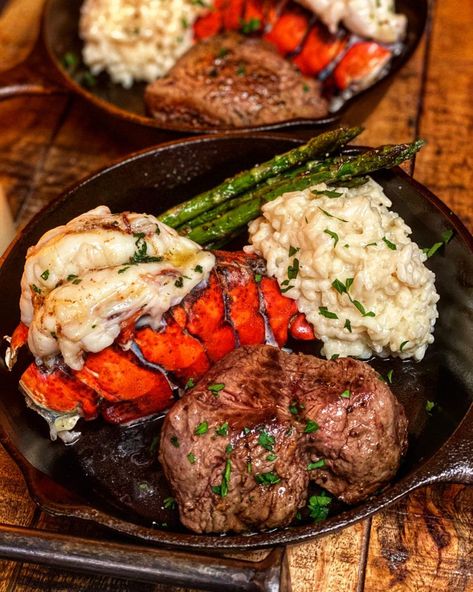 Steak And Lobster Dinner, Steak And Lobster, Valentine's Dinner, Lobster Dinner, Surf N Turf, Champagne Cocktails, Surf And Turf, Valentine Dinner, Lobster Recipes