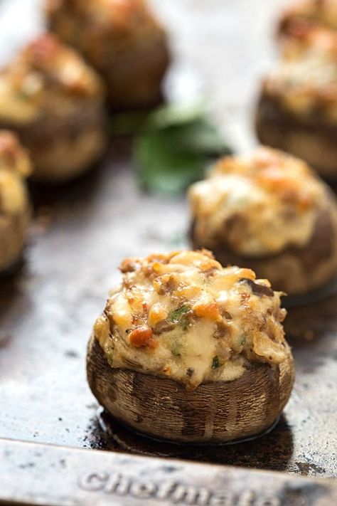 Italian Stuffed Mushrooms with Sausage Italian Stuffed Mushrooms, Stuffed Mushrooms Vegetarian, Stuffed Mushrooms Easy, Sausage Stuffed Mushrooms, Crab Stuffed Mushrooms, Cheese Stuffed Mushrooms, Stuffed Mushroom, Bacon Stuffed Mushrooms, Hot Italian Sausage