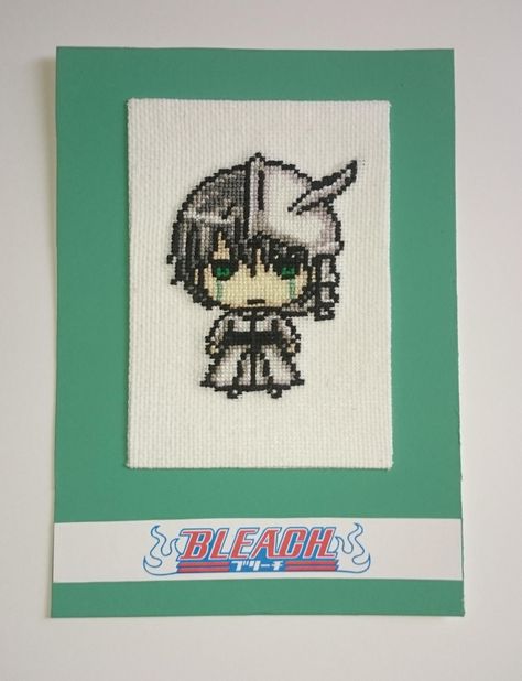 Ulquiorra Cifer, Bleach, Cross stitch Bleach Cross Stitch, Ulquiorra Bleach, Ulquiorra Cifer, Pixel Art Grid, Fuse Beads, Bleach Anime, Perler Beads, Pixel Art, Loom