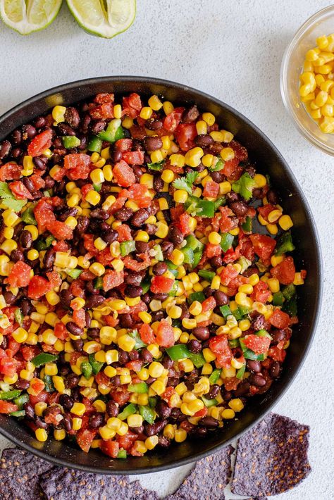 Black Bean and Corn Salad With Honey Lime Dressing Corn And Black Bean Salad, Salad With Honey Lime Dressing, Black Bean And Corn Salad, Bean And Corn Salad, Black Bean And Corn, Honey Lime Dressing, Cowboy Beans, Olive Salad, Black Bean Salad