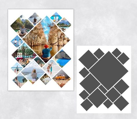 Buy Photo Collage Template in Diamond Shape Personalized Gift Online in India - Etsy 12 Photo Collage Template, 10 Photo Collage Template, Photo Collage Design Ideas, Photo Collage Design Layout, Cover Reels, Photo Collage Ideas, 12 Photo Collage, Gift Collage, Collage Gifts