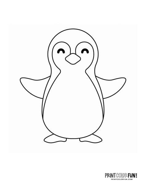 Cute cartoon penguin coloring page from PrintColorFun com Penguins Drawing, Penguin Template, Drawing Penguin, Penguin Coloring Page, Penguin Outline, Penguin Clipart, Room Parent, Penguin Cartoon, Cartoon Penguin