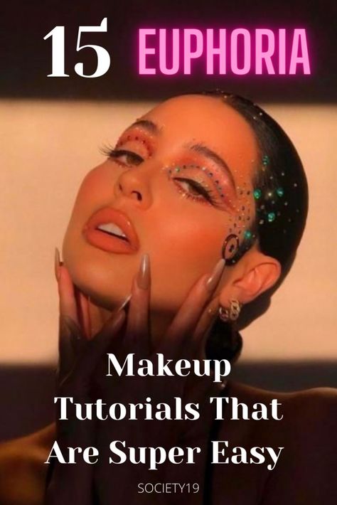 Easy Euphoria Makeup Looks, Euphoria Makeup Easy, Revlon Photoready Eye Art, Glitter Cut Crease Makeup, Vinyl Lips, Euphoria Makeup, Cut Crease Makeup, Simple Makeup Looks, Contour Stick