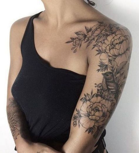 17 Unique Sleeve Tattoos for Women - Inspired Beauty Rose Tattoos For Women, Chic Tattoo, Upper Arm Tattoos, Small Girl Tattoos, Cat Tattoos, Eagle Tattoos, Flower Tattoo Sleeve, Tiny Tattoo, Shoulder Tattoos For Women