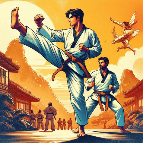 Taekwondo is a martial art that originated in Korea. The name Taekwondo is made up of three parts: “Tae”, meaning “foot,” “Kwon”, meaning “fist,” and “Do”, meaning “way” or “discipline.”  Taekwondo has its roots in the traditional Korean martial arts of Tae Kyon and subak, as well as influences from karate and Chinese martial arts. It began to develop into a distinct martial art in the 1940s and 1950s, with the formation of the Korean Taekwondo Association in 1959. Korean Taekwondo, Taekwondo Gear, Korean Martial Arts, Traditional Martial Arts, The Five Elements, Tae Kwon Do, Martial Arts School, Art Rules, Combat Art