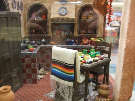 A Miniature World: Mexican Kitchen: Seattle Miniature Show, Sept. 2008 Mexican Miniatures, Mexican Kitchen, Mexican Doll, Dollhouse Rug, Barbie Room, Miniature World, Mexican Kitchens, Barbie Diorama, Dolls House Interiors