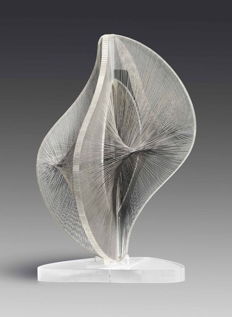 Naum Gabo (1890-1977) | Linear Construction in Space No. 2 | 1950s, Paintings | Christie's 1950s Paintings, Naum Gabo, Rhythm Art, Leopard Tattoos, Acrylic Sculpture, Spiral Art, Kinetic Art, Principles Of Design, World Best Photos