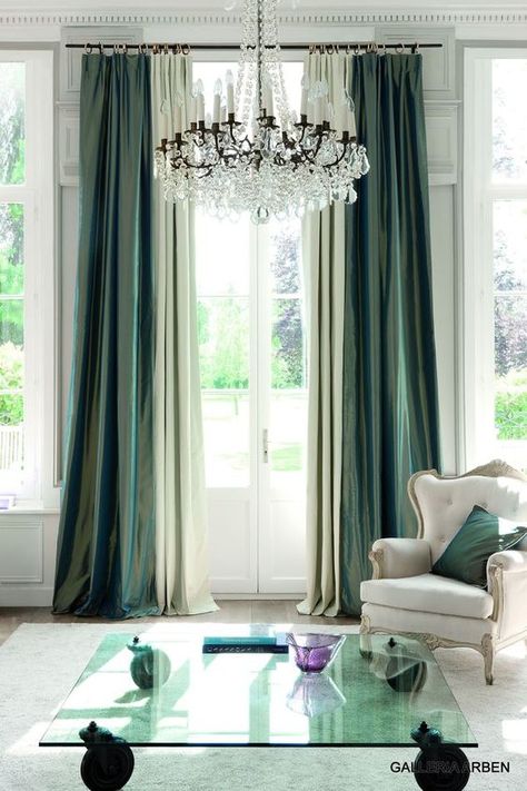 dark emerald curtains Emerald Green Curtains, Blue Grey Curtains, Emerald Curtains, Ivory Living Room, Green Shower Curtains, Living Room Drapes, Living Room Orange, Green Curtains, Trendy Living Rooms