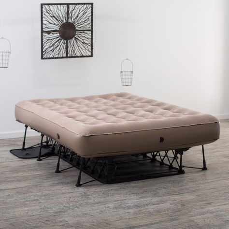 The Ez-Bed goes from box to bed in two minutes! Solid Bed, Ottoman Furniture, Elevated Bed, Air Mattress Camping, Air Mattresses, Inflatable Bed, Bed Queen, Air Bed, Air Mattress