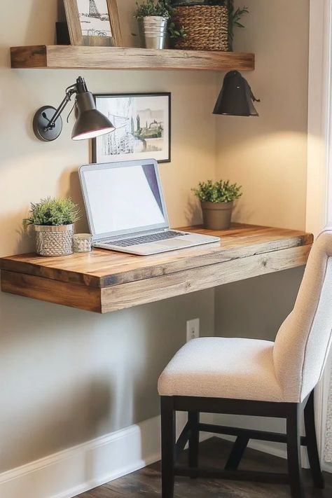 "Transform any corner into a functional workspace with DIY Floating Desks! 🛠️💻 Ideal for adding style and efficiency to your home. 🌿✨ #FloatingDesk #DIYProjects #HomeDecor" Floating Desk Diy, Floating Corner Desk, Diy Floating Desk, Floating Desks, Small Corner Desk, Diy Corner Desk, Desk Diy, Desks For Small Spaces, Floating Desk