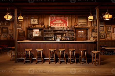 AI generated A photograph of quiet western saloon Old Western Saloons, Wild West House, Saloon Interiors, Stagecoach Mary, Man Cave Designs, Cowboy Scene, Rustic Inn, Places To Draw, Dance Bar