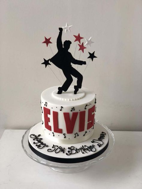 Dancing Elvis Cake | Birthday cakes Elvis Birthday Party, Elvis Presley's Birthday, Elvis Cake, Elvis Cakes, Elvis Presley Cake, Elvis Birthday, 50s Theme Parties, Vegas Theme Party, Elvis Wedding